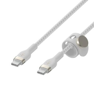 Belkin BoostCharge Pro Flex gevlochten USB Type C/C-kabel, USB-IF-gecertificeerde Power Delivery PD-snellaadkabel voor iPhone 16, Samsung Galaxy S24, Pixel, iPad, Nintendo Switch en meer, 1 m, wit
