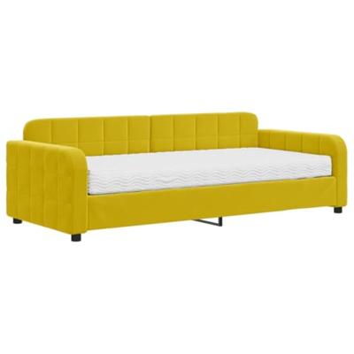 Slaapbank met matras 90x200 cm fluweel geel