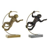 Decoratieve figuren DKD Home Decor 33 x 25 x 48 cm Zwart Gouden Aap Modern (2 Stuks) - thumbnail