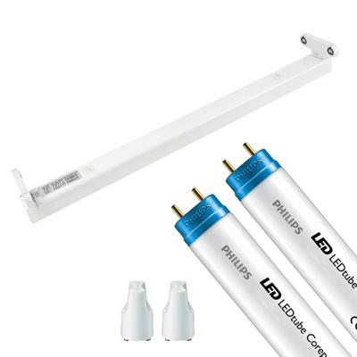 LED TL Armatuur met T8 Buis - Aigi Dybolo - 60cm Dubbel - Philips - CorePro LEDtube EM 840 - 16W - Natuurlijk Wit 4000K | Vervangt 36W