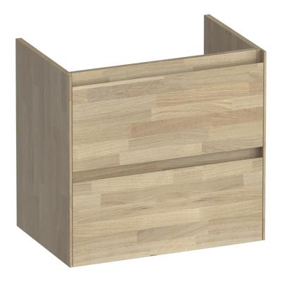 Brauer Inspire - Onderkast Ondiep - 60 cm - met 2 Softclose Lades Greeploos en 1 Sifon Uitsparing - Vingerlas Eiken Grijs