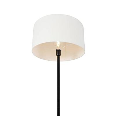 QAZQA Vloerlamp zwart met kap wit 50 cm - Simplo QAZQA Vloerlamp zwart met kap wit 50 cm - Simplo