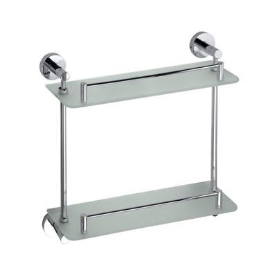 Dubbele Glazen Planchet Sapho X-Round 40x40 cm Chroom / Melkglas Dubbele Glazen Planchet Sapho X-Round 40x40 cm Chroom / Melkglas