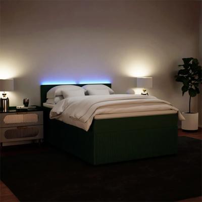 Boxspring met matras fluweel donkergroen 200x200 cm - thumbnail