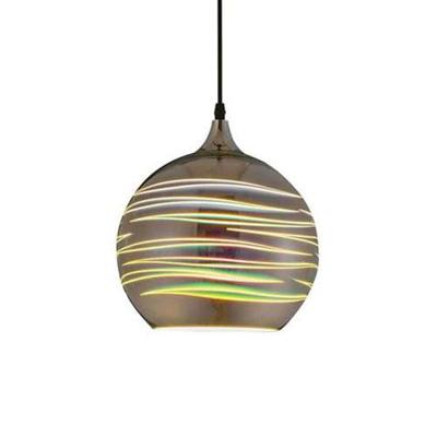 LED Hanglamp Chroom Glas - Rond 3D Design - E27 Fitting