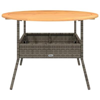 Tuintafel met acaciahouten blad 110x71 cm poly rattan grijs