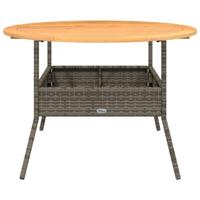 Tuintafel met acaciahouten blad 110x71 cm poly rattan grijs - thumbnail
