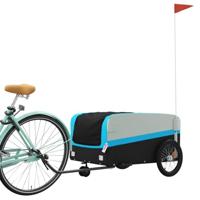 Fietstrailer 45 kg ijzer zwart en blauw - thumbnail