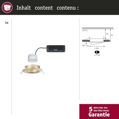 Paulmann 92436 LED-plafondlamp, LED-inbouwlamp 6 W Goud (mat) Paulmann 92436 LED-plafondlamp, LED-inbouwlamp 6 W Goud (mat)