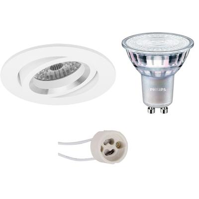 GU10 Inbouwspot Set - Mat Wit - Inbouw Rond - Kantelbaar - Philips - MASTER 927 36D VLE - DimTone Dimbaar - Pragmi Aerony Pro - 4.9W - Warm Wit 2200K-2700K - Ø82mm