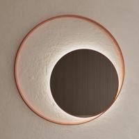 Spiegel Gliss Design Kosmos Koper Rosé Rond met Frame en Indirecte LED Verlichting 90 cm - thumbnail