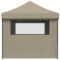 VidaXL Partytent inklapbaar pop-up met 4 zijwanden taupe - thumbnail