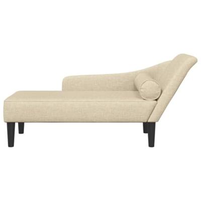 Chaise longue met kussens stof crmekleurig Chaise longue met kussens stof crmekleurig