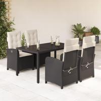 5-delige Tuinset met kussens poly rattan zwart - thumbnail