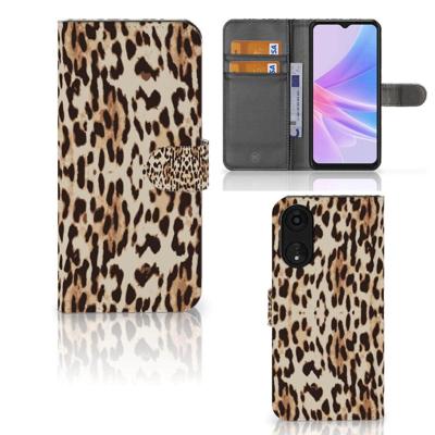 OPPO A78 5G | A58 5G | Telefoonhoesje | Met pasjeshouder | Leopard