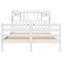 Bed met boekenkast zonder matras grenenhout wit 140x200 cm - thumbnail