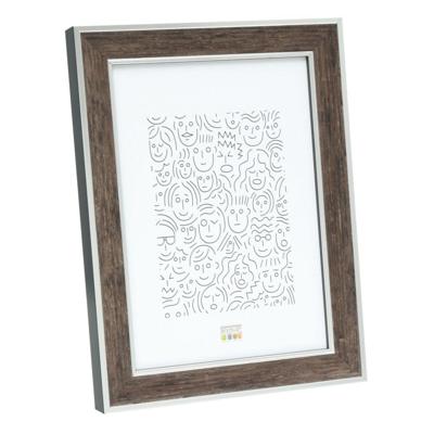 Deknudt Houten fotokader in donkerbruine houtkleur met zilverbies 13x13 S40JE3