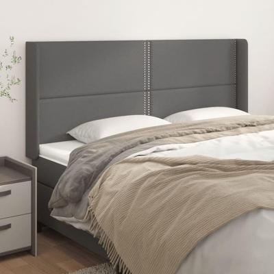 Hoofdbord met randen 183x16x118/128 cm kunstleer grijs