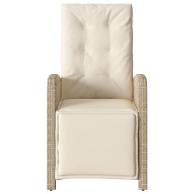 Tuinstoelen 2 st verstelbaar met voetensteun poly rattan beige