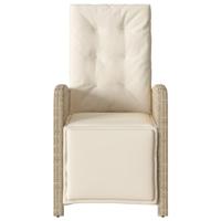 Tuinstoelen 2 st verstelbaar met voetensteun poly rattan beige - thumbnail