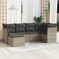 7-delige Loungeset met kussens poly rattan grijs - thumbnail