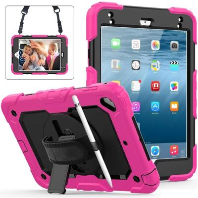 Schokbestendige kleurrijke silicagel + PC beschermende case voor iPad mini 2019/Mini 4 met houder & schouderband & hand riem & pen sleuf (Rose rood) Schokbestendige kleurrijke silicagel + PC beschermende case voor iPad mini 2019/Mini 4 met houder & schouderband & hand riem & pen sleuf (Rose rood)