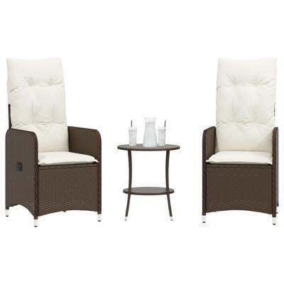 Tuinstoelen 2 st verstelbaar met tafel poly rattan bruin Tuinstoelen 2 st verstelbaar met tafel poly rattan bruin