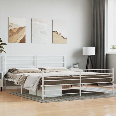 Bedframe met hoofd- en voeteneinde metaal wit 193x203 cm