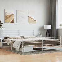 Bedframe met hoofd- en voeteneinde metaal wit 193x203 cm - thumbnail