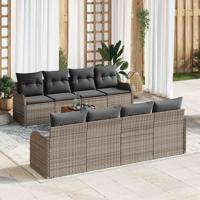 Tuinbankenset met opslag 9 pcs Grijs poly rattan - thumbnail