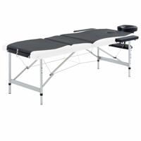 VidaXL Massagetafel inklapbaar 3 zones aluminium zwart en wit - thumbnail