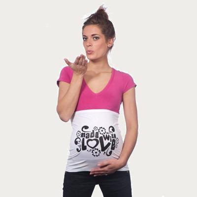 Op en Top Zwanger Zwangerschaps Buikband Made With Love Wit