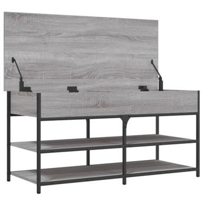 Schoenenbankje 100x42,5x50 cm bewerkt hout grijs sonoma eiken