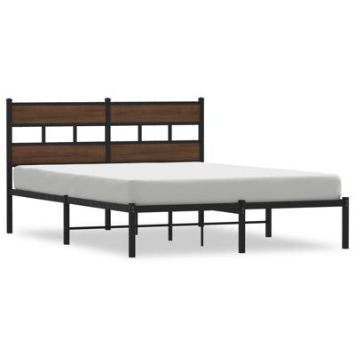 Bedframe met hoofdbord zonder matras bruin eiken 183x213 cm