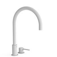 Wastafelmengkraan Tres Study Exclusive 37,3 cm 2-Gats 1-Hendel Uitloop Gebogen Rond Mat Wit Tres - thumbnail