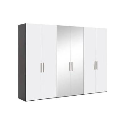 Goossens Kledingkast Easy Storage Ddk, Kledingkast 304 cm breed, 220 cm hoog, 4x draaideur en 2x spiegel draaideur midden