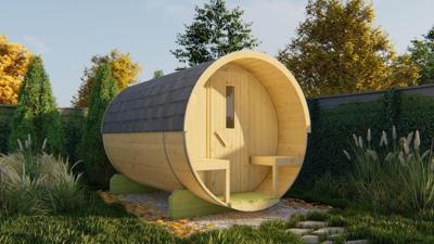 Tuindeco barrelsauna Ø195x300 cm 38 mm vuren blank- Boogdak- Onbehandeld vurenhout- Tuindeco