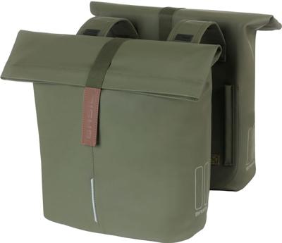 BASIL Tas city dubbel vegan leather | moss green 28-32l