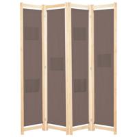 Kamerscherm met 4 panelen 160x170x4 cm stof bruin - thumbnail