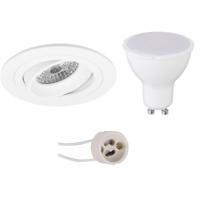 LED Inbouwspot Set GU10 - Mat Wit - 6W - Koud Wit 6400K - Kantelbaar Ø92mm - thumbnail