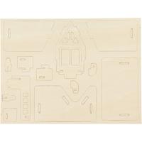 Creativ Company 3d houten constructie set, huis met balkon, afm 15,8x17,5x19,5, 1 stuk - thumbnail