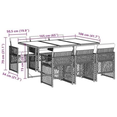7-delige Tuinset met kussens poly rattan zwart