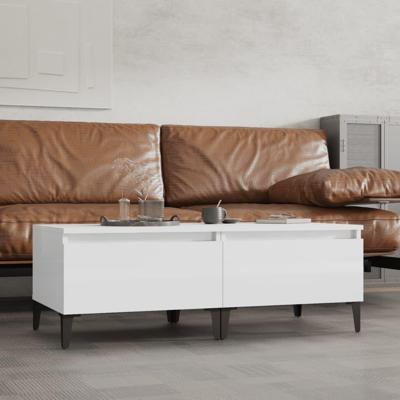 Bijzettafels 2 st 50x46x35 cm bewerkt hout hoogglans wit Bijzettafels 2 st 50x46x35 cm bewerkt hout hoogglans wit