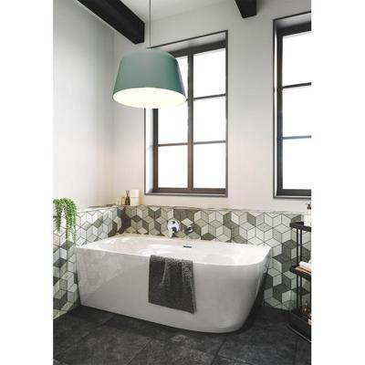 Zeza Cheb Half vrijstaand hoekbad - links - 170x80cm - incl poten - sifon - acryl - mat wit SW999820