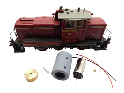 micromotor HR010F motor ombouwset voor Roco V60, BR 260, BR 261, BR 360, BR 361, u.a.