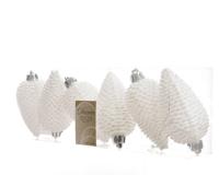 6 Dennenappels plastic glitter hang diameter 4.5x8cm winterwit KSD - Ksd - thumbnail