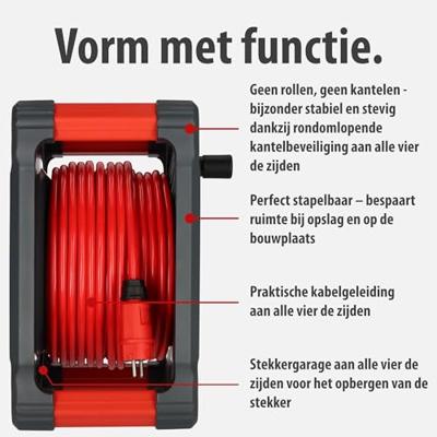 Brennenstuhl Professional Bouwplaats kabelhaspel | KA 3210 5 | IP44 | 33m | H07BQ-F 3G2.5 - 9202330210 Brennenstuhl Professional Bouwplaats kabelhaspel | KA 3210 5 | IP44 | 33m | H07BQ-F 3G2.5 - 9202330210