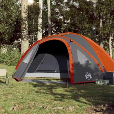 Tent 4-persoons 300x250x132 cm 185T taft grijs en oranje
