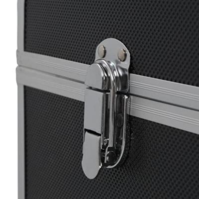VidaXL Make-up koffer 37x24x40 cm aluminium zwart VidaXL Make-up koffer 37x24x40 cm aluminium zwart