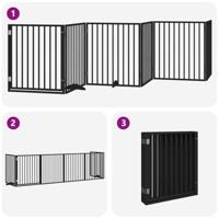 Hondenhek inklapbaar 6 panelen 480 cm populierenhout zwart - thumbnail